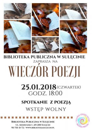Kolejne spotkanie z cyklu "wieczór poezji"- zapraszamy już 25 stycznia!