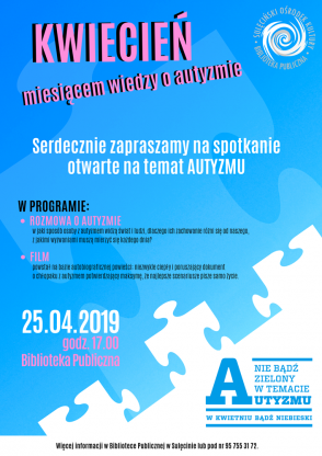 25.04 -  Spotkanie otwarte na temat autyzmu