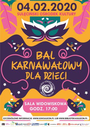 Zapraszamy wszystkie dzieci na BAL KARNAWAŁOWY!