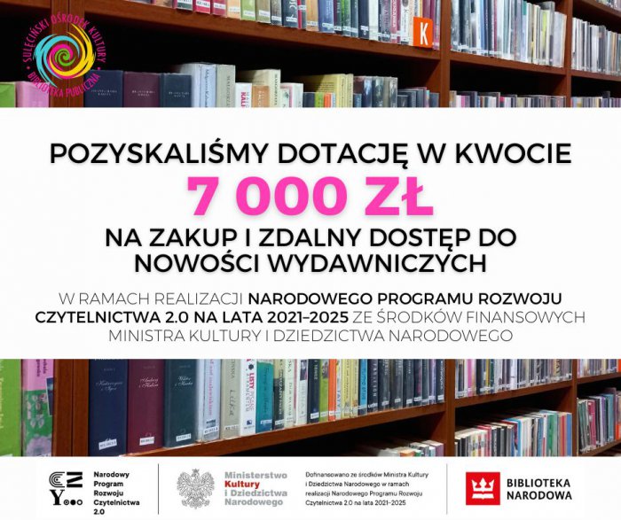 Dotacja w ramach NPRCz 2.0.  dla naszej Biblioteki!