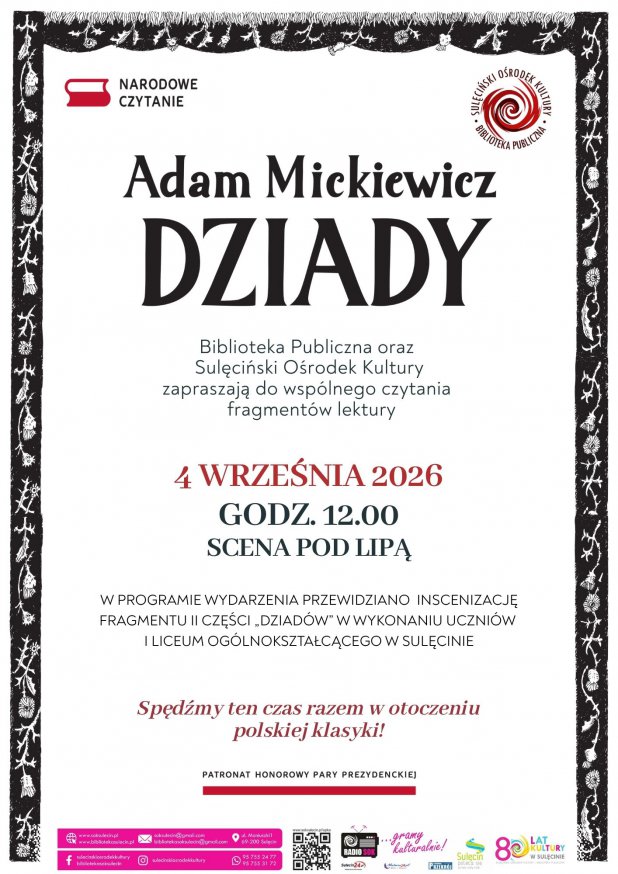 Narodowe Czytanie 2026  „Dziady” Adama Mickiewicza