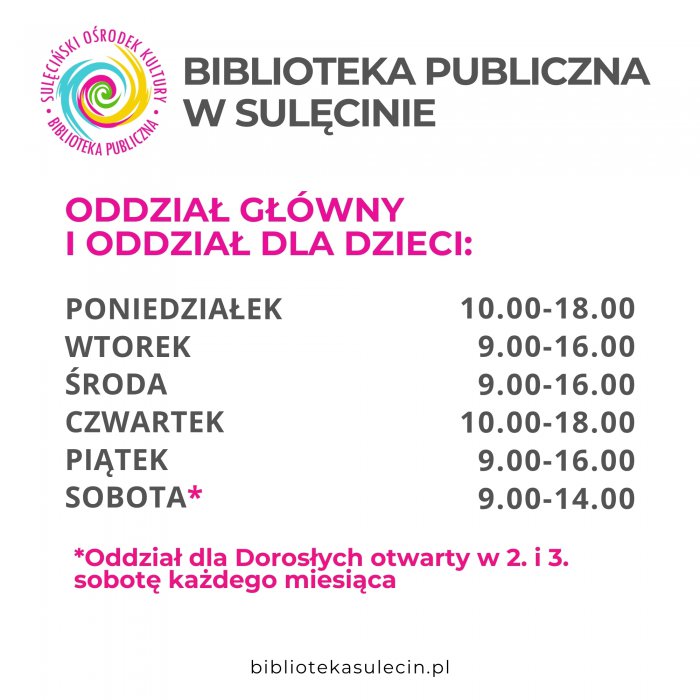 GODZINY OTWARCIA BIBLIOTEKI