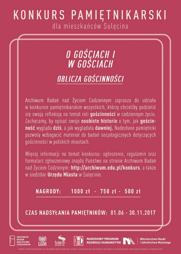 Gość w dom, pamiętnik na stół! Konkurs pamiętnikarski.