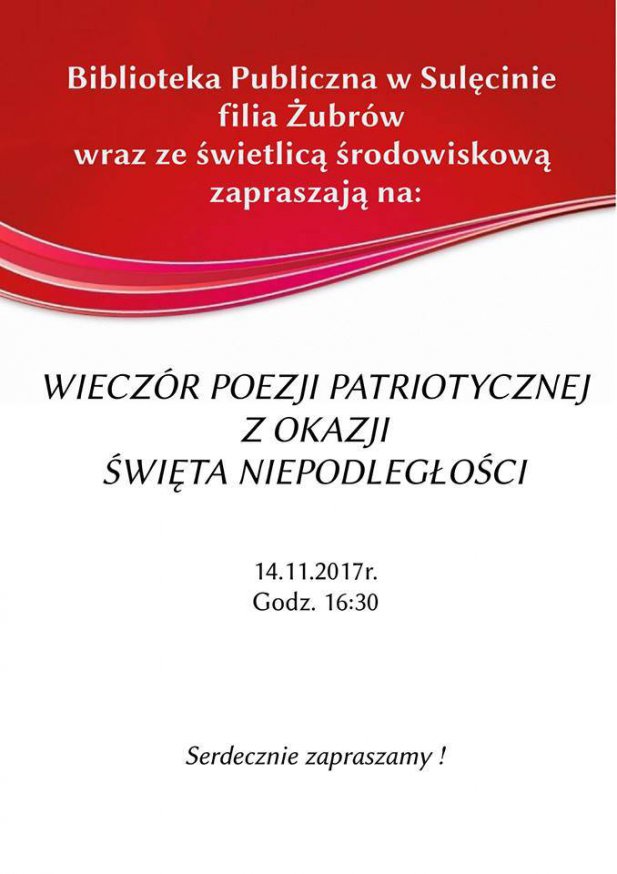 Wieczór poezji patriotycznej w Bibliotece w Żubrowie