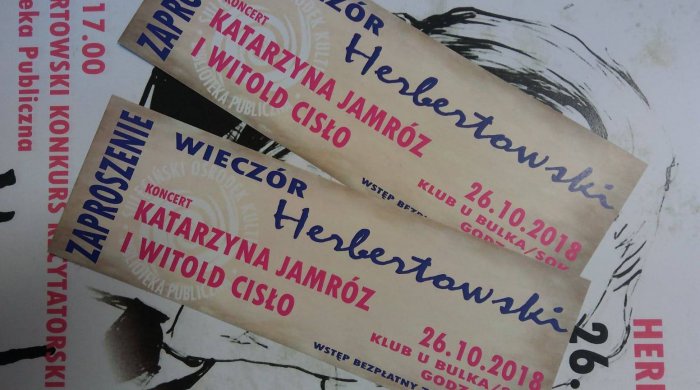 Wieczór herbertowski w SOK - Koncert Katarzyny Jamróz & Witolda Cisło