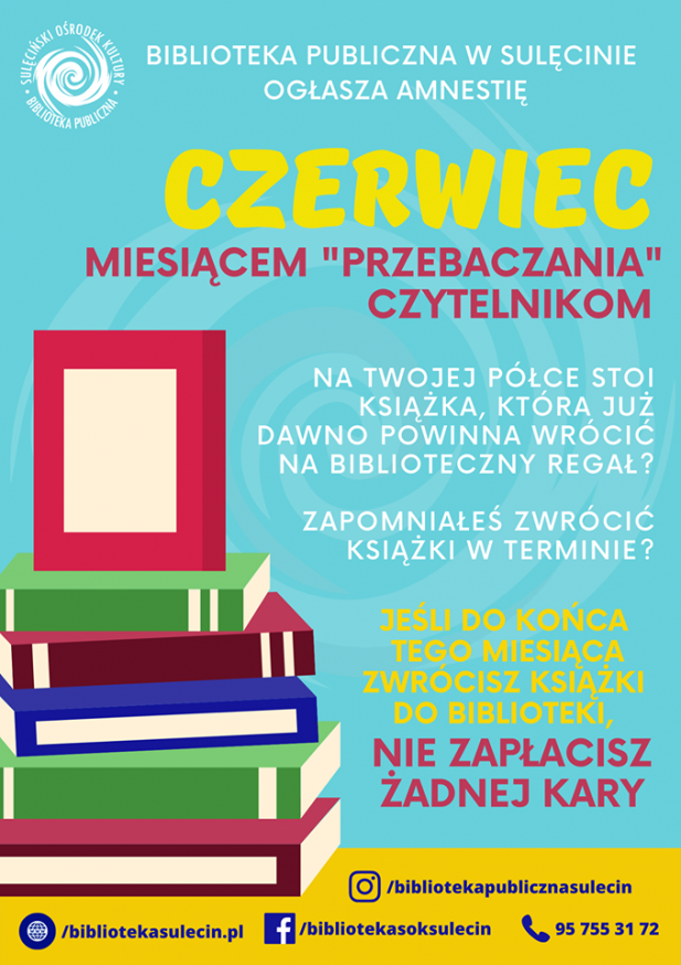 Amnestia dla czytelników Biblioteki Publicznej w Sulęcinie - tylko do końca czerwca!